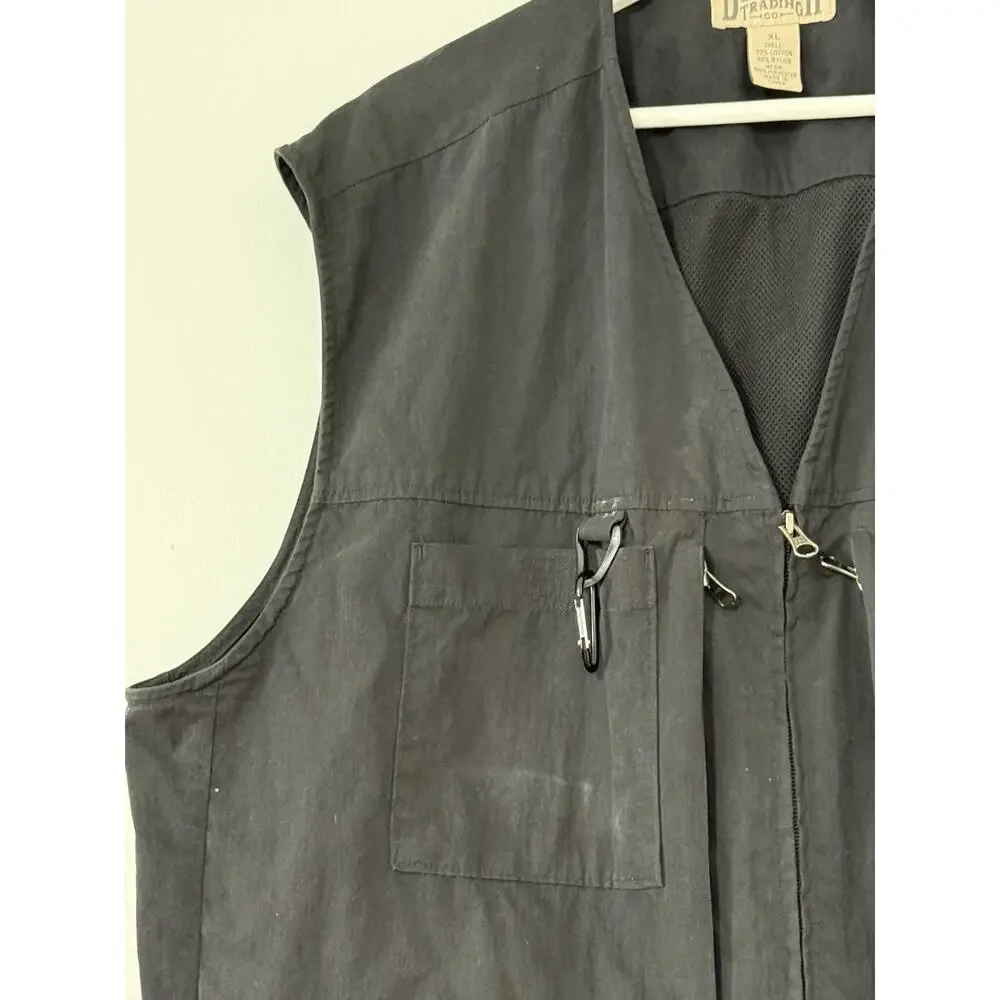 Duluth Trading Co Mens Vest Black Fishing Cargo Utility Pockets Workwear Size XL